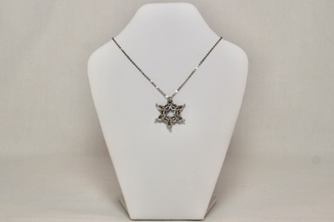 Six-Pointed Star Pendant in Bright Silver Aluminum and Stainless Steel